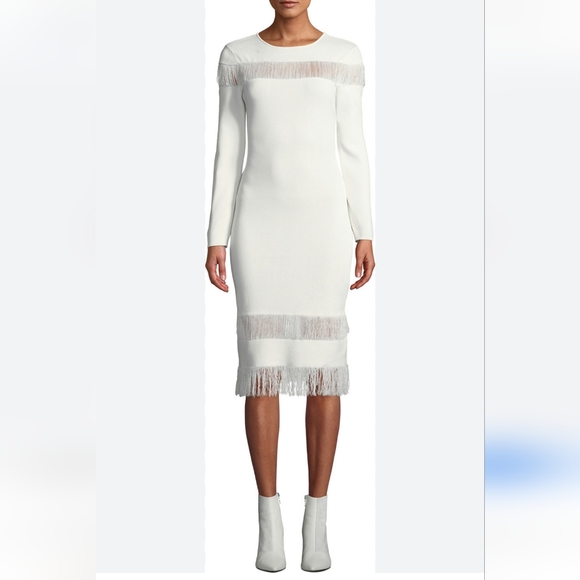 SACHIN & BABI Seraphine Knit Fringe White Dress Size XS - Picture 1 of 15